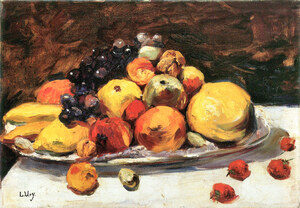 Fruit still life on a white blanket